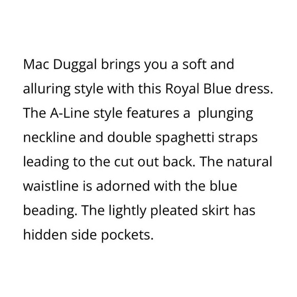 Mac Duggal Royal Blue Beaded A Line Back Cut Out Party Prom Dress Women's Size 2 - Picture 14 of 14